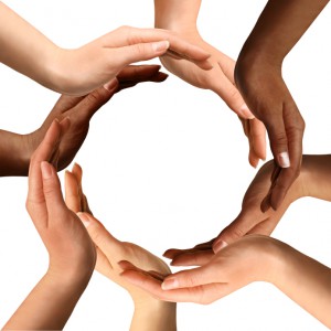 Multiracial Hands Making a Circle Image